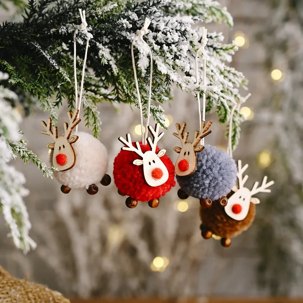 Felt Reindeer Christmas Decorations, Set of 4