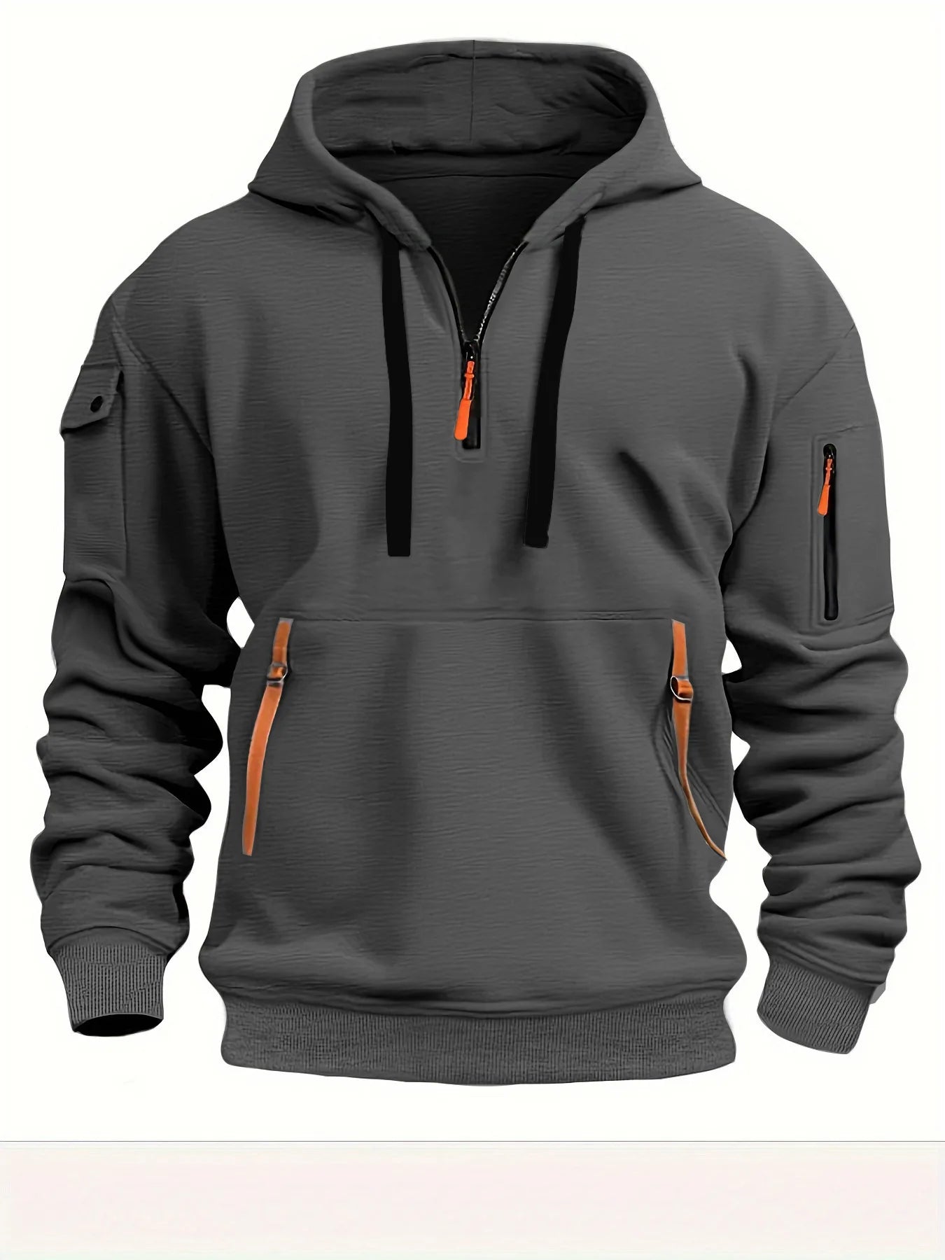 Men's Half-Zip Sports Hoodie with Zip Pockets