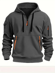 Men's Half-Zip Sports Hoodie with Zip Pockets