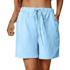 Women's Cotton Linen Drawstring Shorts – Loose-Fit Summer Casual Wear