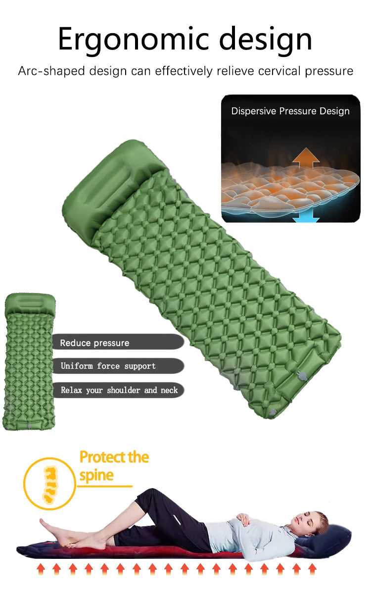 Inflatable Camping Mat with Pillow
