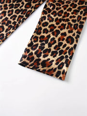 Girls' Leopard Print Satin Pyjama Set – 3-Piece Loungewear for All Seasons