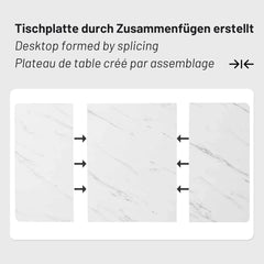 Modern Rectangular Marble-Effect Dining Table – 140x80cm with Metal Frame
