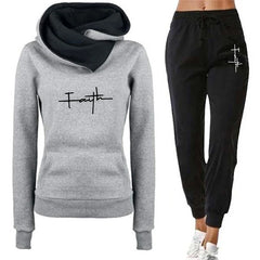 Women's Casual Tracksuit – 2-Piece Hooded Sweatshirt & Joggers Set