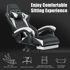 EliteGamer Ergonomic Gaming Chair – Reclining Chair with Footrest & Lumbar Support