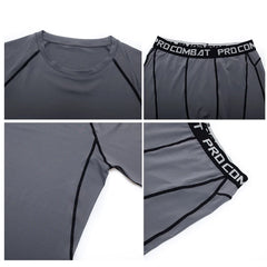 Men’s 3-Piece Compression Workout Set – Short Sleeve Top, Leggings & Shorts