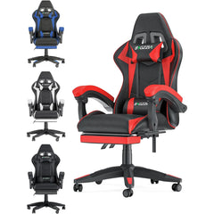EliteGamer Ergonomic Gaming Chair – Reclining Chair with Footrest & Lumbar Support