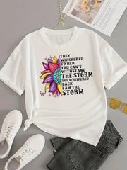 Love Letter Print Graphic T-Shirt – Casual Short Sleeve Women’s Tee