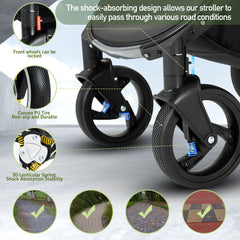 3-in-1 Luxurious Baby Stroller – High Landscape Travel Pram with Baby Carrier