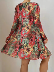 Tropical Glam 3-Piece Bikini Set – Push-Up Swimsuit with Long Sleeve Cover-Up