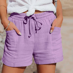 Women's Cotton Linen High-Waisted Shorts – Breathable Summer Casual Wear