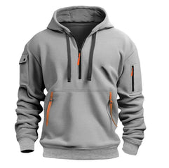 Men's Half-Zip Sports Hoodie with Zip Pockets