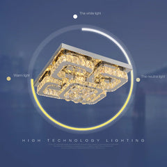 KOMORE Modern Crystal LED Flush Mount Ceiling Light – 68W, Dimmable, Cool White