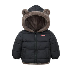 Kids' Fleece Lined Puffer Jacket with Bear Ears