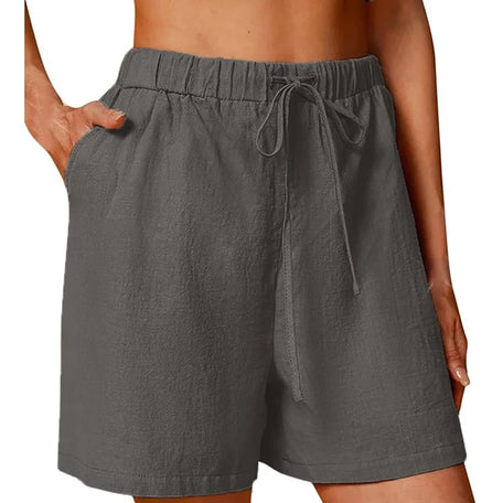Women's Cotton Linen Drawstring Shorts – Loose-Fit Summer Casual Wear