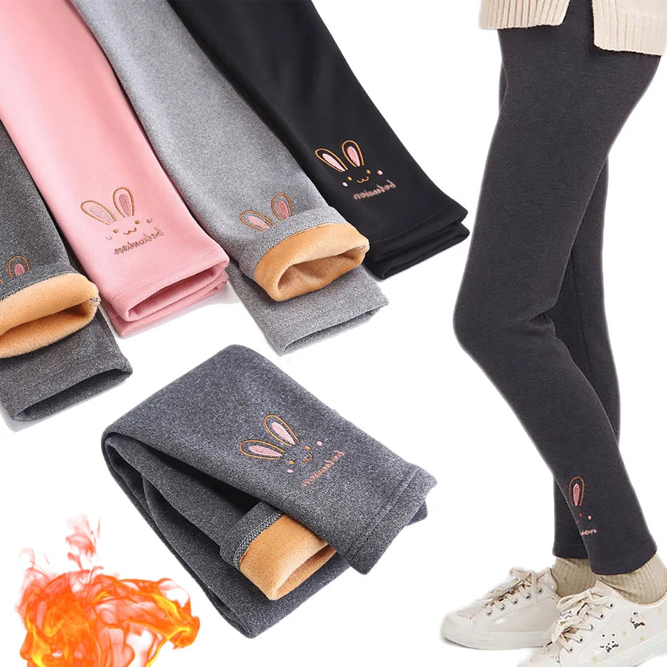 Girls' Fleece Lined Bunny Leggings