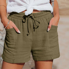Women's Cotton Linen High-Waisted Shorts – Breathable Summer Casual Wear