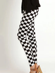 Women's High-Waisted Plaid Leggings – Push-Up Fitness & Casual Trousers