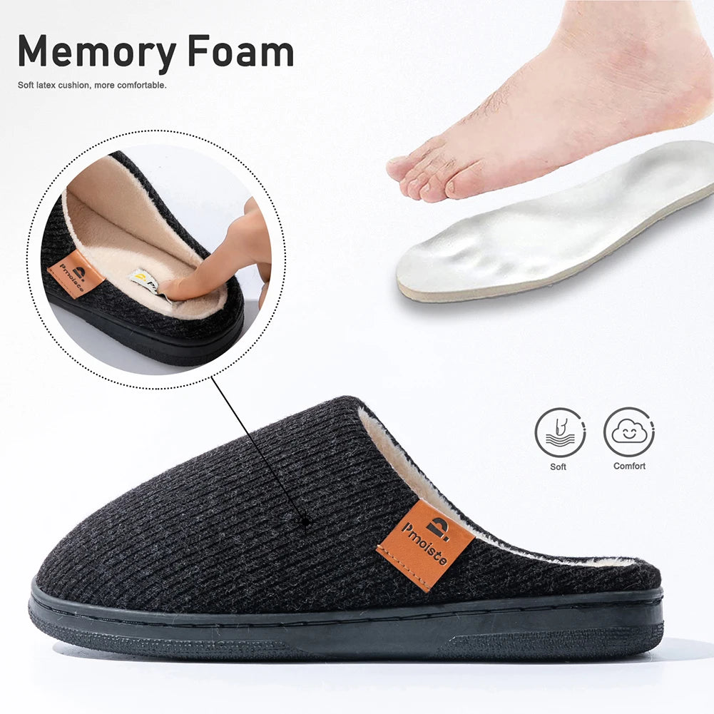 Men's Memory Foam Slippers, Non-Slip Sole, UK 6.5 to 15