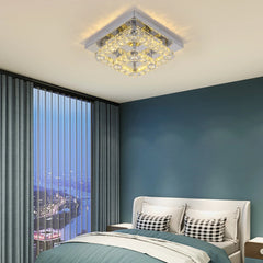 Minimalist Square Crystal LED Ceiling Light – Modern Flush Mount Chandelier