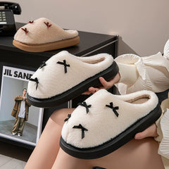 Women's Fluffy Bow Slippers