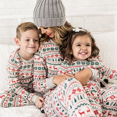 Matching Family Christmas Pyjamas, Red Fair Isle Reindeer Print