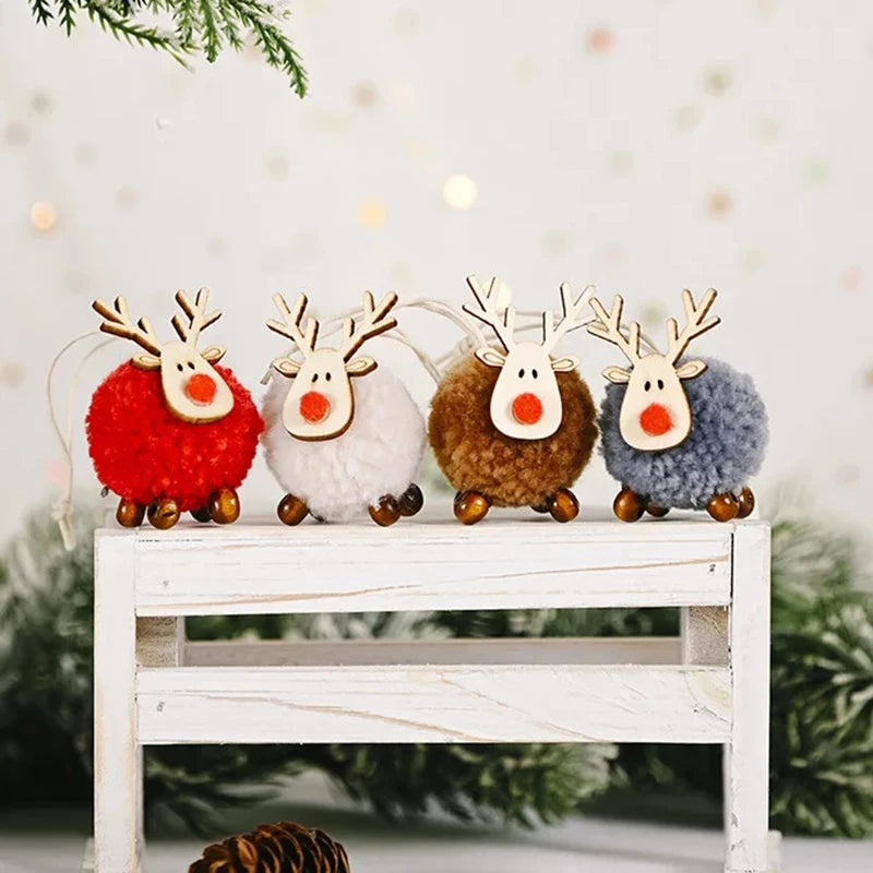 Felt Reindeer Christmas Decorations, Set of 4