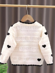 Girls' Heart Button Knitted Cardigan