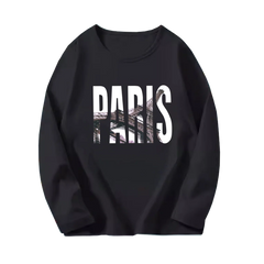 Girls' Paris Eiffel Tower Long-Sleeve Cotton T-Shirt