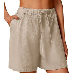 Women's Cotton Linen Drawstring Shorts – Loose-Fit Summer Casual Wear