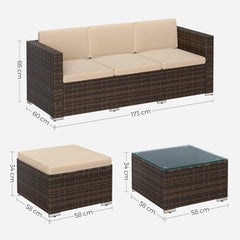 SONGMICS Handwoven Rattan Garden Furniture Set – Outdoor Corner Sofa & Table