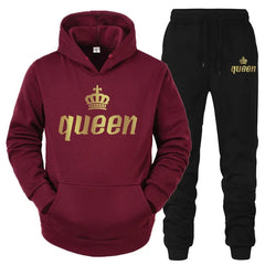 King & Queen Couple Tracksuit – Matching Hoodie & Joggers Set