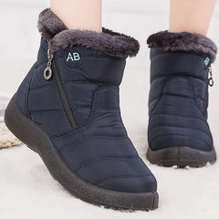 Women's Faux Fur Trim Low Heel Ankle Boots