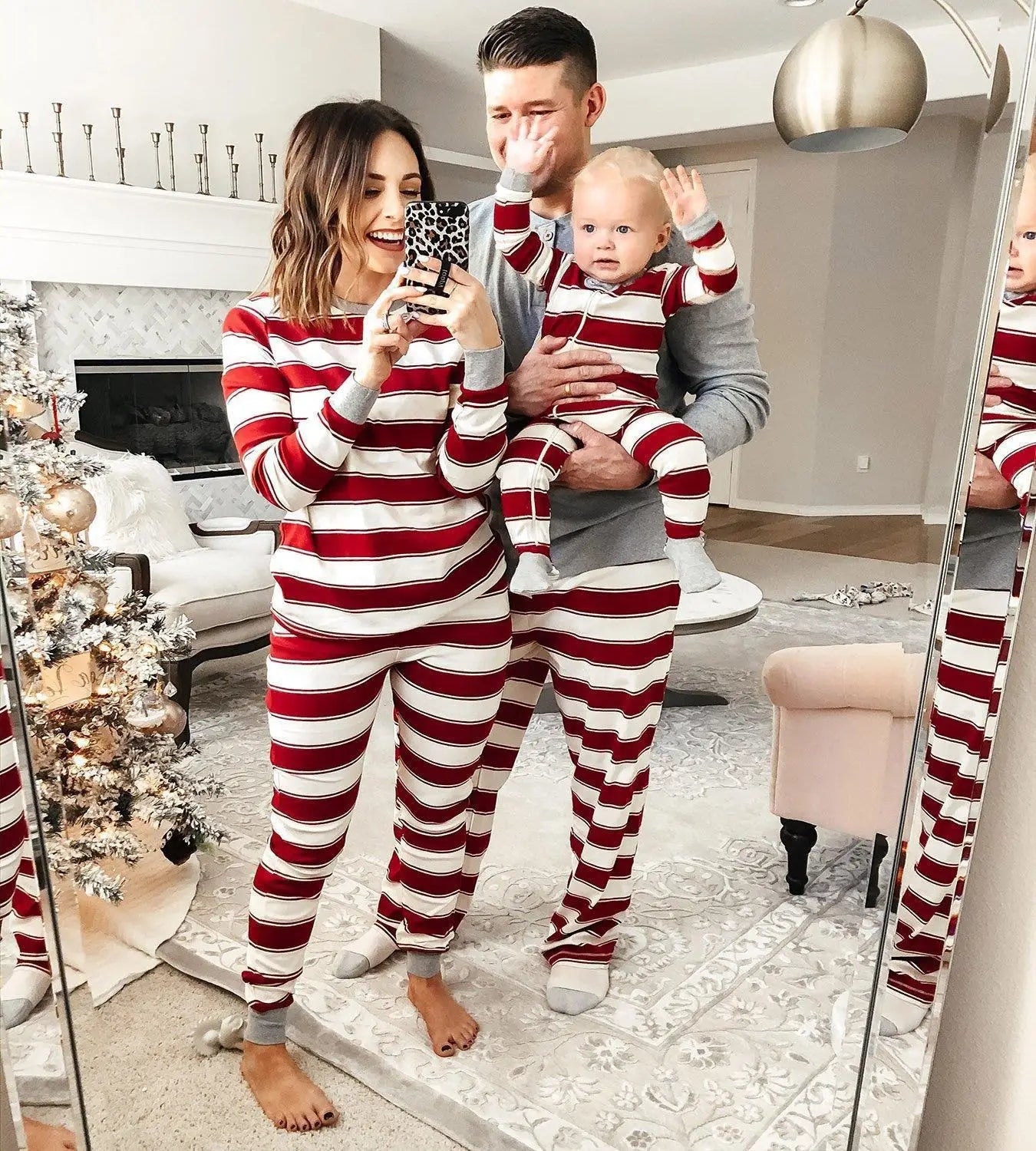 Striped Family Christmas Pyjamas Set - Festive and Cosy