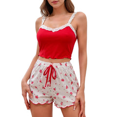 Luxe Lattice: Women's Lace Camisole Shorts Set