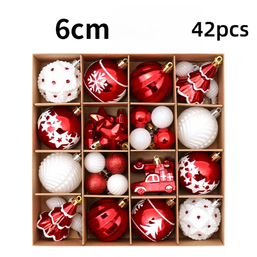 Painted Christmas Bauble Set, 42 Pieces