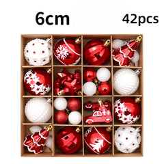 Painted Christmas Bauble Set, 42 Pieces