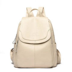 Women's Large Capacity PU Leather Backpack – Stylish Travel & School Bag