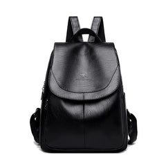 Women's Large Capacity PU Leather Backpack – Stylish Travel & School Bag