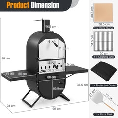 GOFLAME Outdoor Wood-Fired Pizza Oven – 2-Layer Cooking with Protective Cover