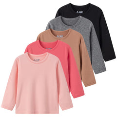 Kids’ Soft Long-Sleeve Base Layer – 5-Pack Essential Tees