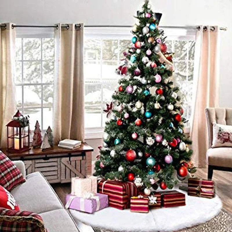 White Faux Fur Christmas Tree Skirt, 78, 90 or 122cm