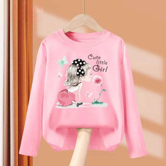 Girls’ Long-Sleeve Cotton T-Shirt – Fun Printed Spring Top