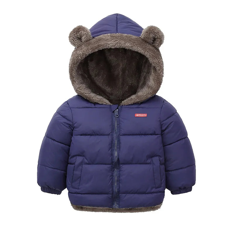 Kids' Fleece Lined Puffer Jacket with Bear Ears