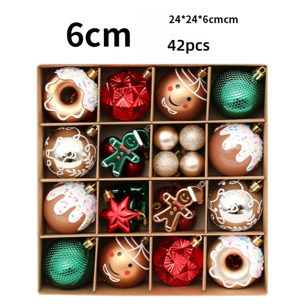 Painted Christmas Bauble Set, 42 Pieces