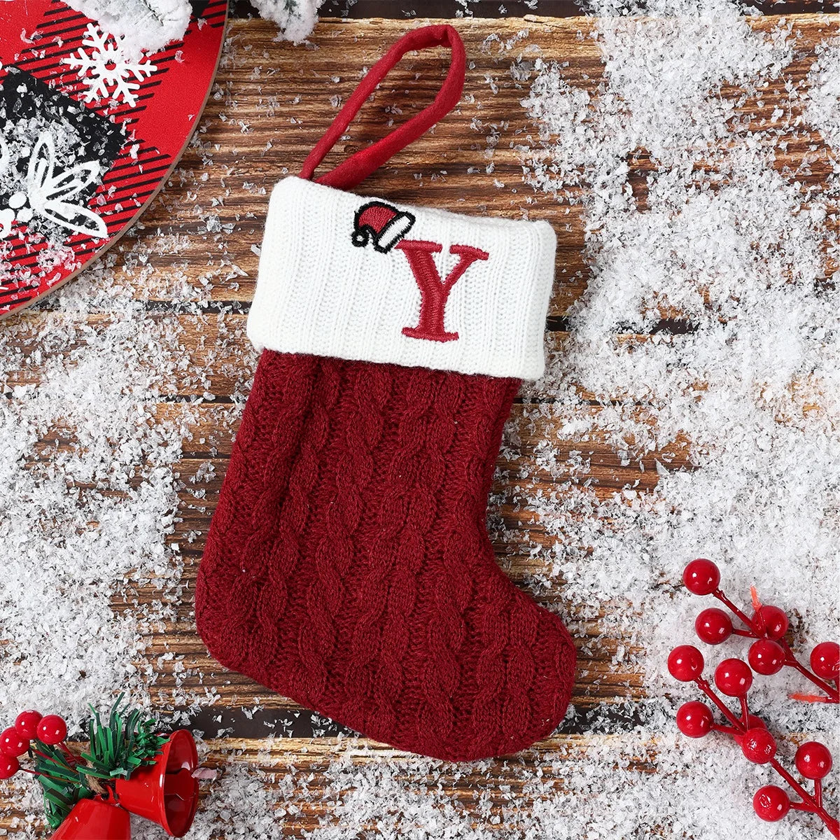 Mini Knitted Letter Stocking Decoration