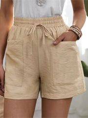Women’s High-Waisted Linen Shorts – Casual Summer Sweatshorts with Pockets