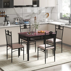GOFLAME 5-Piece Dining Table & Chair Set – Modern Kitchen & Breakfast Bar Furniture