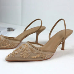 Elegance Embroidered Slingback Heels
