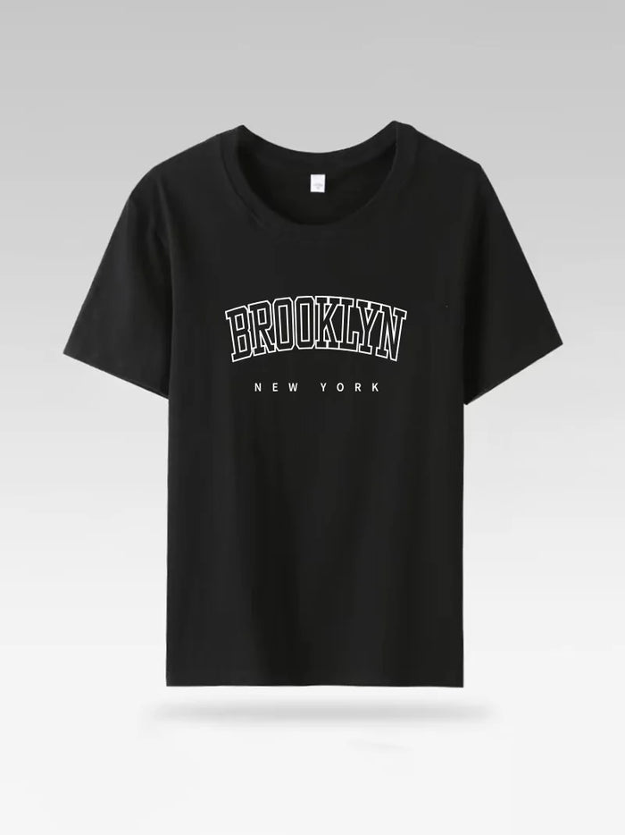 Brooklyn Letter Print Graphic T-Shirt, Y2K Harajuku Style